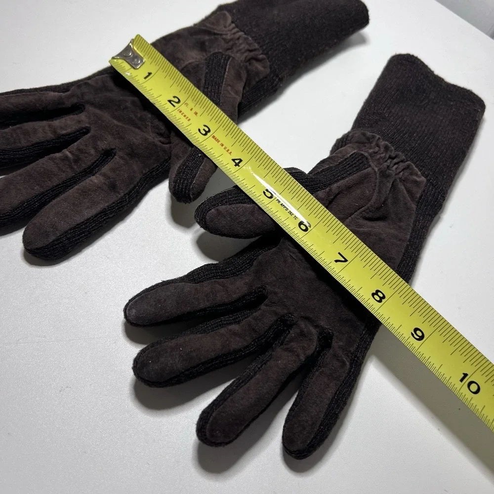 Vintage Brown‎ Suede Leather Gloves-One Size
